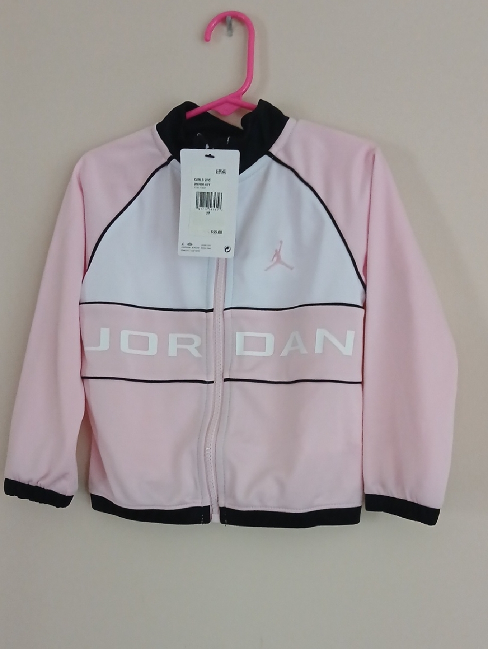 Jordan Pink and White Girls' Full-Zip Sport Jacket